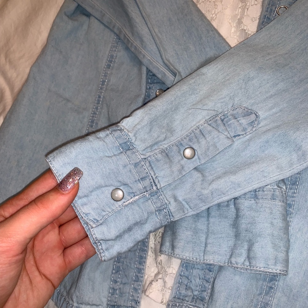 Jean Button Down Top - Picture 2 of 3